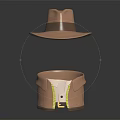Brown Wide Brimmed Hat With Leather Case And Shirt Collar Accessory Detail