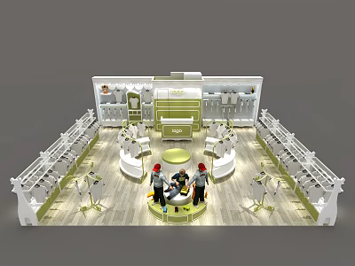 Modern Stylish Clothing Store Interior Design With Display Racks Mannequins Central Display And Lighting 3d model
