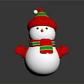 Festive Snowman Doll With Red Hat Green Stripes Red Scarf Red Mittens And White Body