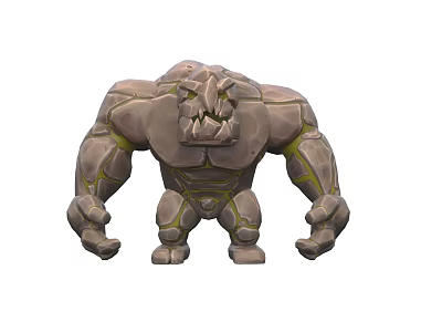 Game Fantasy Stone Giant Character With Muscular Rocky Build And Green Accents 3d model