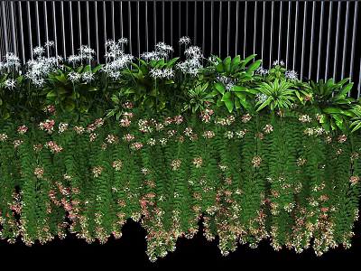Hanging Basket Plants With Lush Green Foliage Cascading Vines And White Flowers 3d model