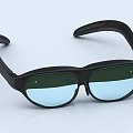 Modern Black Glasses With Green And Blue Tinted Lenses And Sleek Frame Design