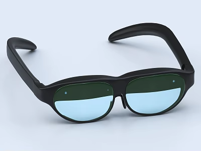 Modern Black Glasses With Green And Blue Tinted Lenses And Sleek Frame Design 3d model