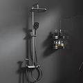 Modern Square Rainfall Shower Head With Handheld Spray And Stainless Steel Design