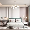 Soft Tones Kids Room Interior With Green Headboard Bed Pillows Dressing Table And Rug