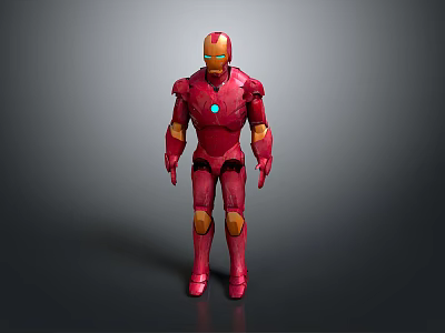 Iron Man Game And Movie Character With Red Gold Armor Blue Energy Core Standing 3d model