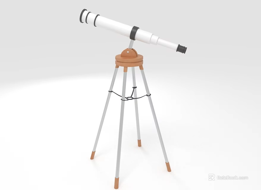 Commercial Telescope Equipment with White Body Silver and Brown Tripod Stand for Professional Observation 3d model 