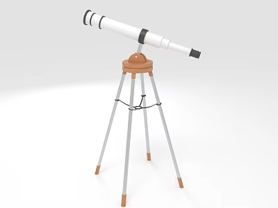 Commercial Telescope Equipment with White Body Silver and Brown Tripod Stand for Professional Observation 3d model