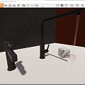 Modern Stainless Steel Kitchen Faucet With Water Flowing And Marble Object On White Countertop
