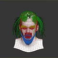 3D Character Head Model Featuring Dreadlock Hairstyle Bearded Male Face White Neck Gray Background