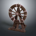 Vintage Wooden Wheel Decorative Piece With Spokes And Stand Base