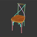 Orange Modern Leisure Chair Featuring Cross Back Design and Wooden Texture