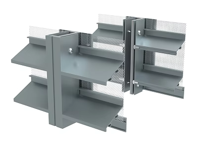 Hardware Tools Storage Rack With Grey Metal Shelves And Mesh Design 3d model
