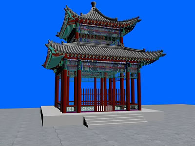 Chinese Bell and Drum Tower 3d model