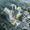 Modern Industrial Factory Building Complex With Open Space Greenery People Activity And Walkway