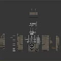 Exploded View Of Engine Mechanical Components With Metal Parts And Precision Machinery