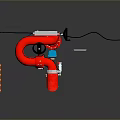 Red Industrial Fire Monitor With Pressure Gauge Control Panel Handle And Cable