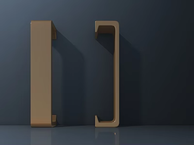 Modern Golden Door Handles With Sleek Metallic Design On Dark Background 3d model
