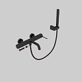 Modern Chrome Bathroom Faucet With Handheld Shower And Flexible Hose