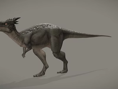 Game Movie Character Gray Scaled Dinosaur With Horned Head And Predatory Stance 3d model