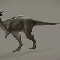 Game Movie Character Gray Scaled Dinosaur With Horned Head And Predatory Stance