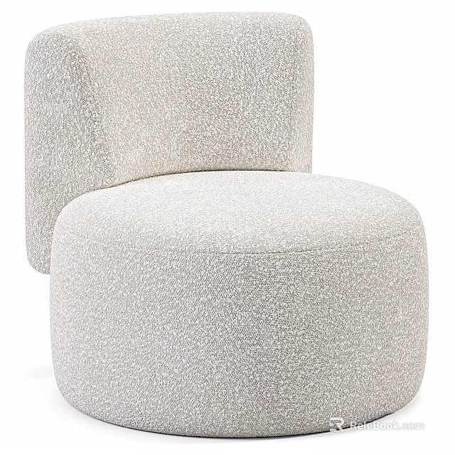 Modern Round Beige Leisure Chair With Textured Fabric For Home Interior Decor 3d model 