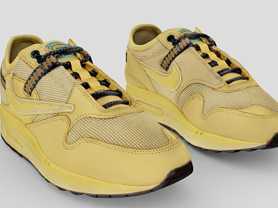 Yellow Casual Sneakers With Mesh Upper Brand Logo And Rubber Sole 3d model Yellow Casual Sneakers With Mesh Upper Brand Logo And Rubber Sole 3d model