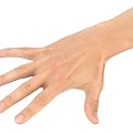 Human Hand Palm And Fingers With Clear Skin Texture On White Background