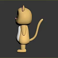 Cute Cartoon Cat Character 3D Model With Pink Ears Yellow Body And White Belly