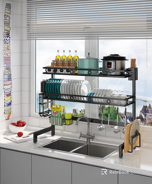 Bathroom Cabinet Rack With Multi tier Storage For Toiletries And Accessories Organizer 3d model 