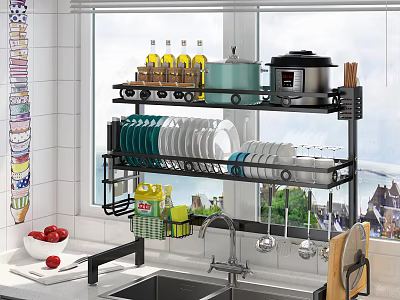 Bathroom Cabinet Rack With Multi tier Storage For Toiletries And Accessories Organizer 3d model