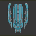 Blue Futuristic Spaceship 3D Model Featuring Detailed Mechanical Structure And Armored Sci Fi Design