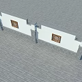 Building Exterior Wall Featuring White Surface Gray Brick Base and Decorative Carved Panels