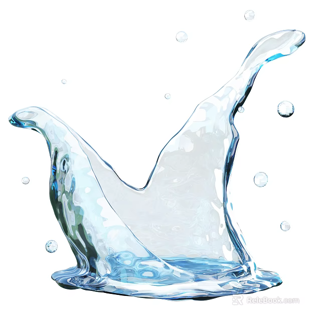 Cool Refreshing Beverage With Splashing Water And Liquid Droplets 3d model 