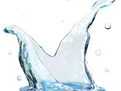 Cool Refreshing Beverage With Splashing Water And Liquid Droplets 3d model