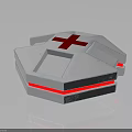 White Medical Equipment With Red Cross And Modern Layered Reflective Structure