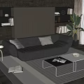 Sofa Coffee Table Combination Double Sofa Coffee Table Leisure Chair Side Table Corner Table 3d model