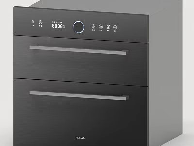 Black Midea Kitchen Appliance With Two Drawers Digital Display And Control Buttons 3d model