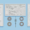 Artistic Traditional Architectural Carved Relief Panels Circular Decorations And Pendants