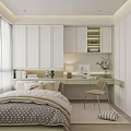 Modern Minimalist Tatami Bedroom Interior Design With White Cabinets Open Shelves Desk And Natural Light