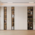 Simple Cream Style Bookcase Bookshelf Decorative Cabinet 3d model