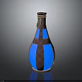 Vintage Decorative Bottle Design With Brown Blue Pattern Rope Top And Cross Straps