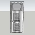 Silver Stainless Steel Security Door With Grid Pattern And Round Handle In Modern Design 3d model