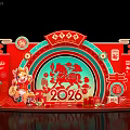 Traditional Chinese Red Art Installation With Rabbit Mascot Horse Pattern Fortune Lanterns Auspicious Clouds 2026