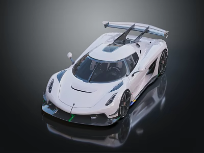 Stunning White Sports Car Featuring Aerodynamic Body And Rear Spoiler Design 3d model