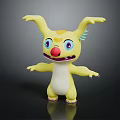 Cute Fantasy Game Movie Character With Yellow Body White Belly Red Nose And Blue Eyes