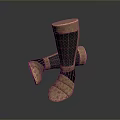 Ancient Weapon Leg Armor With Metallic Mesh And Bronze Design Details