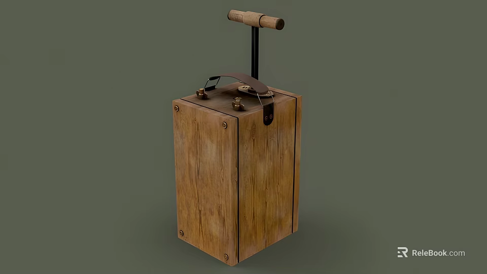 Vintage Weapon Storage Box With Wooden Handle And Metal Fasteners 3d model 