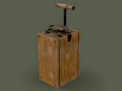 Vintage Weapon Storage Box With Wooden Handle And Metal Fasteners 3d model