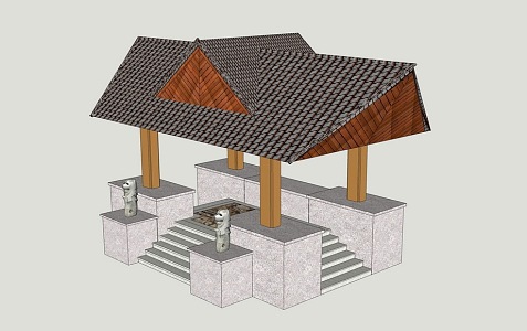 Southeast Asian Style Pavilion 3d model